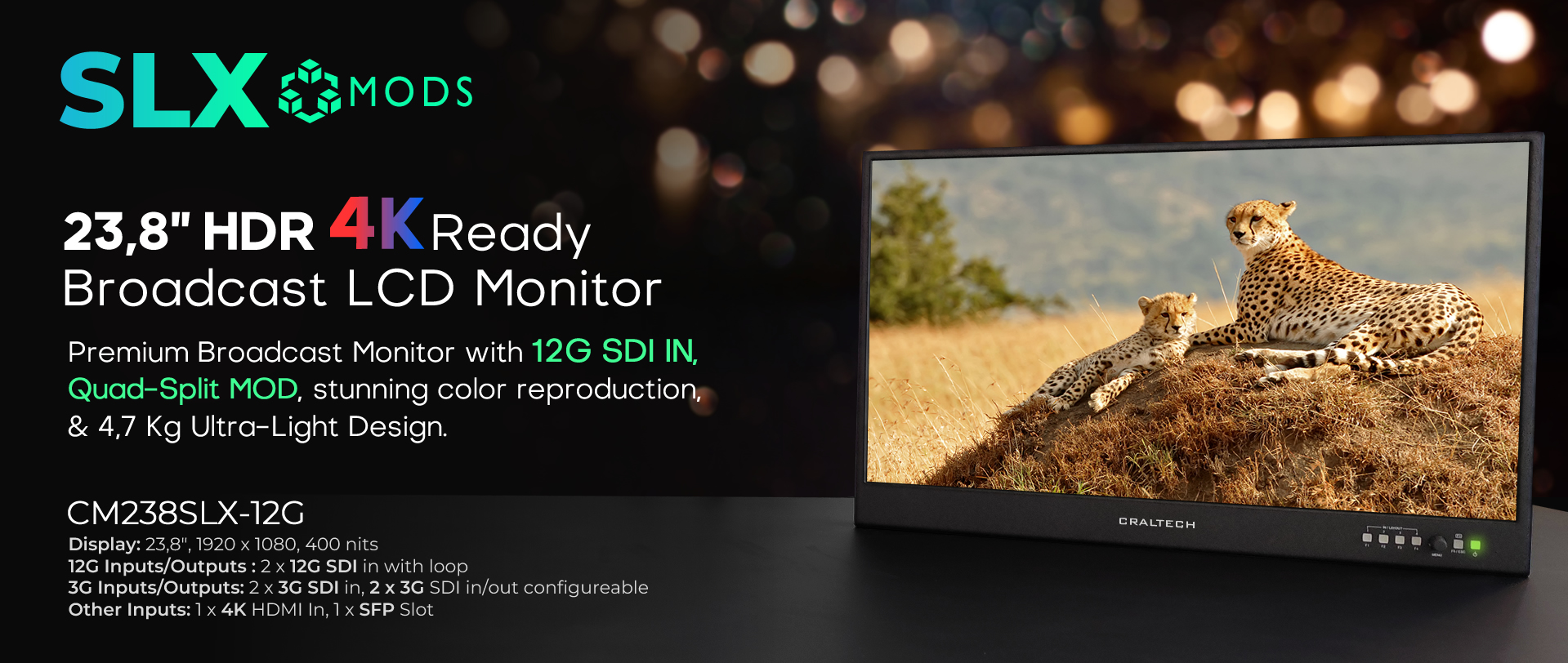 Professional 12G LCD Monitors Full HD 18