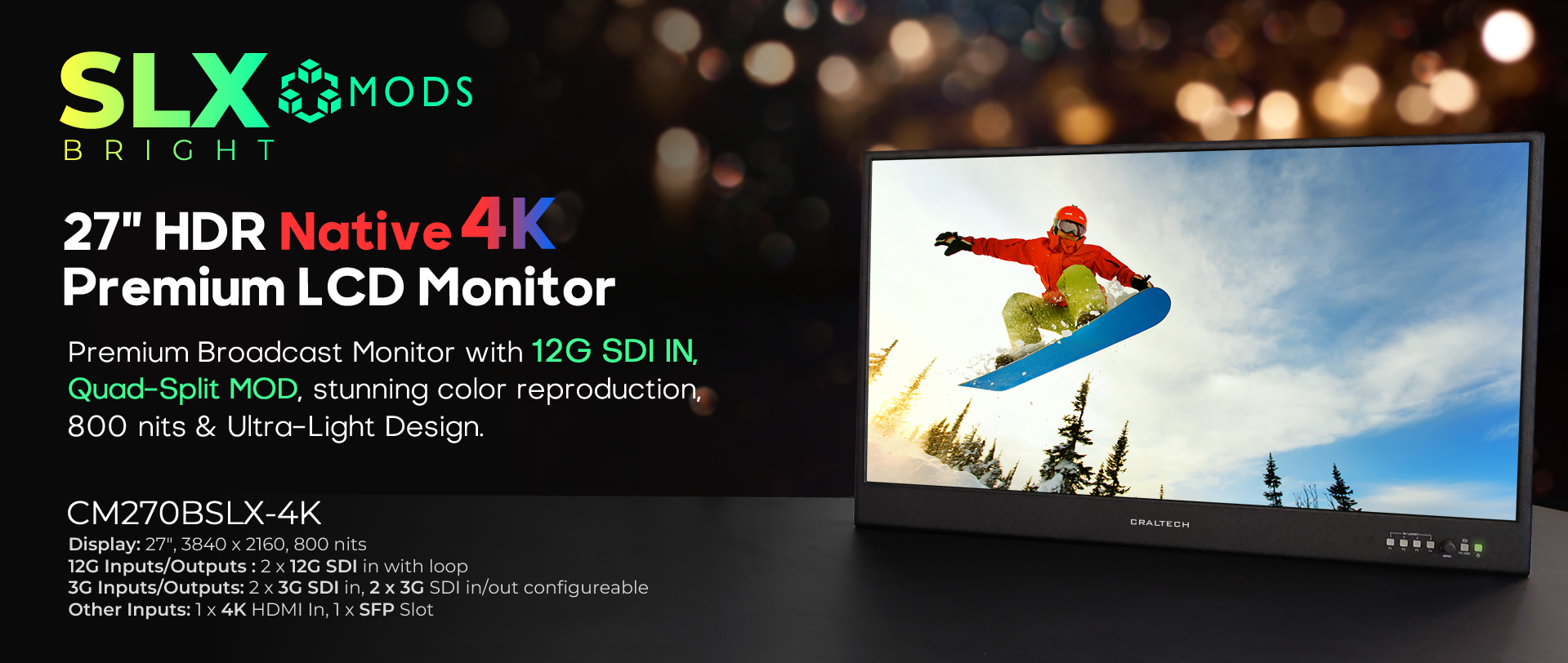 Professional 12G LCD Monitors Full HD 18