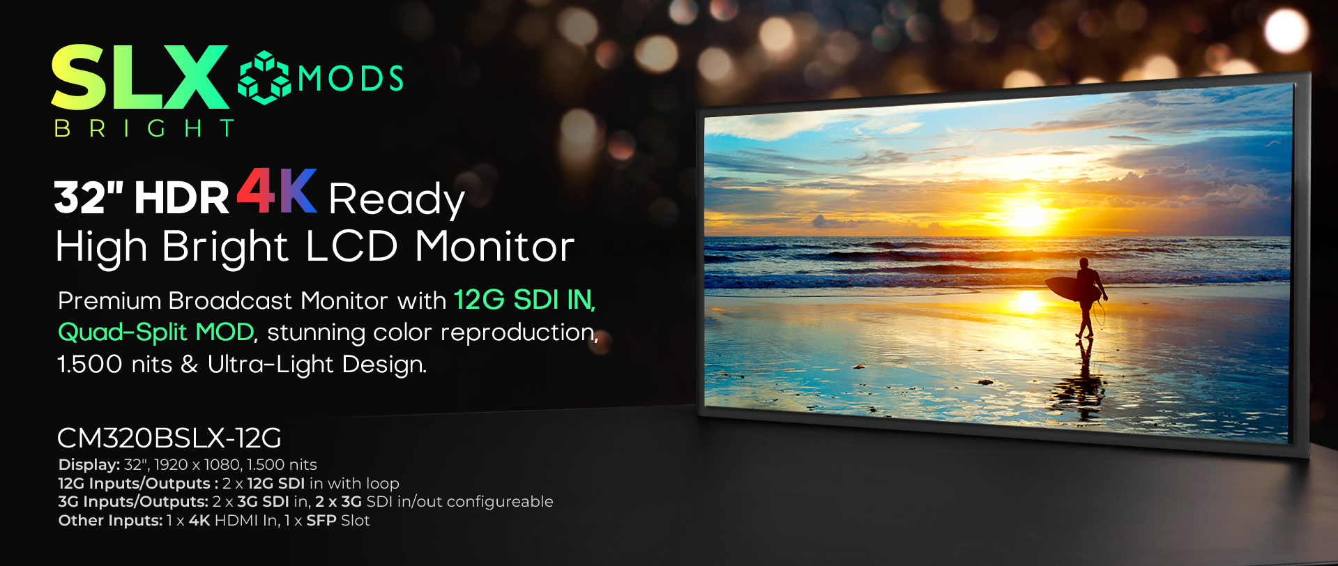 Professional 12G LCD Monitors Full HD 18