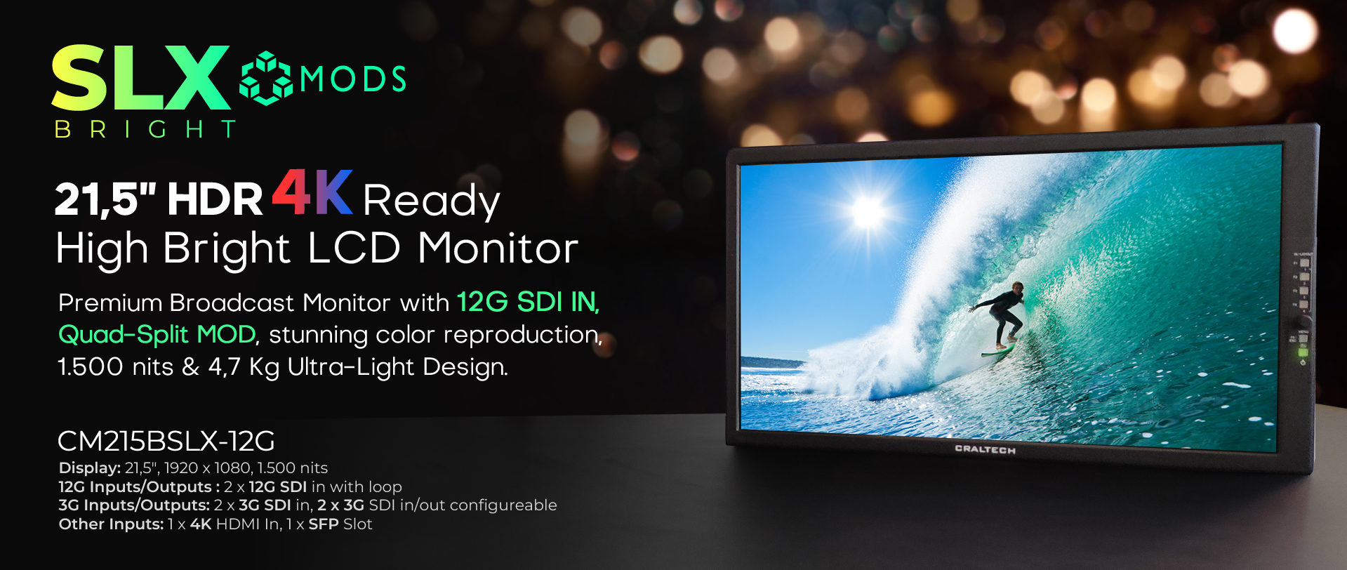 Professional 12G LCD Monitors Full HD 18