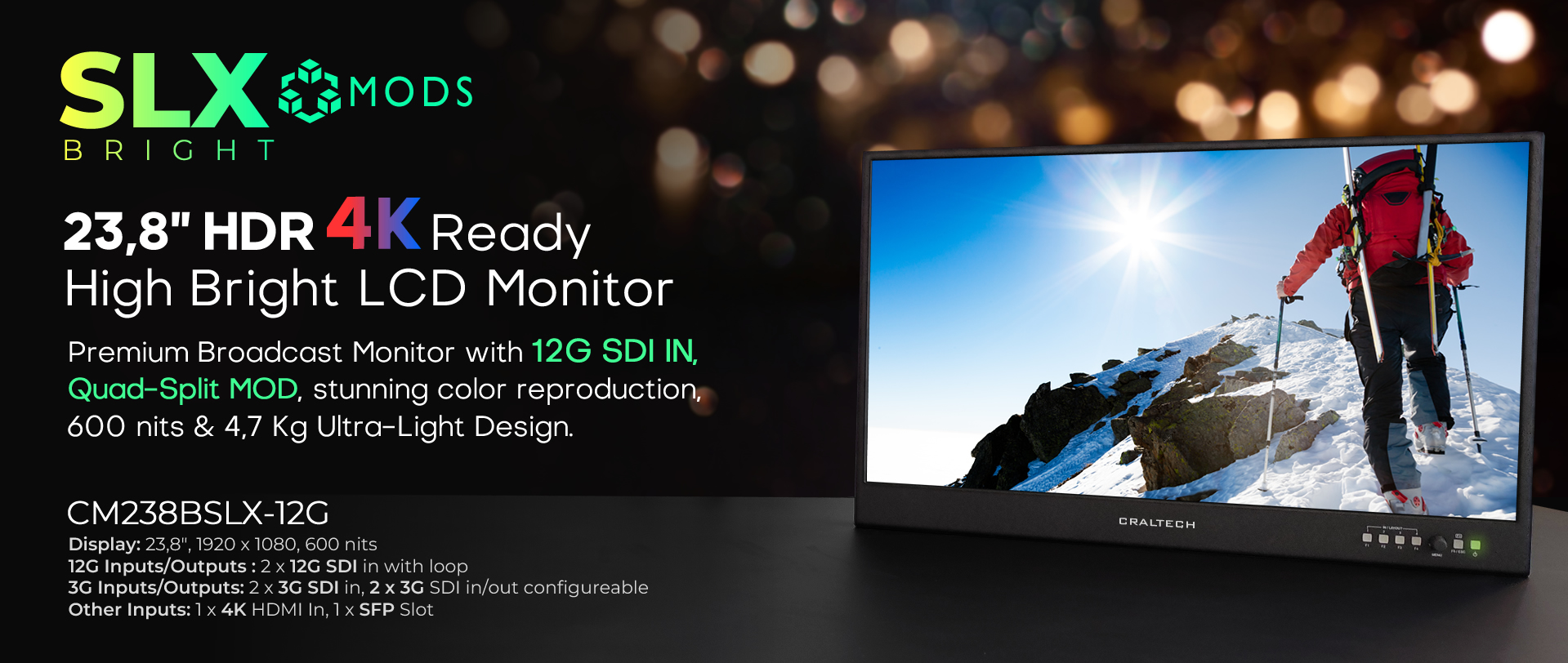 Professional 12G LCD Monitors Full HD 18