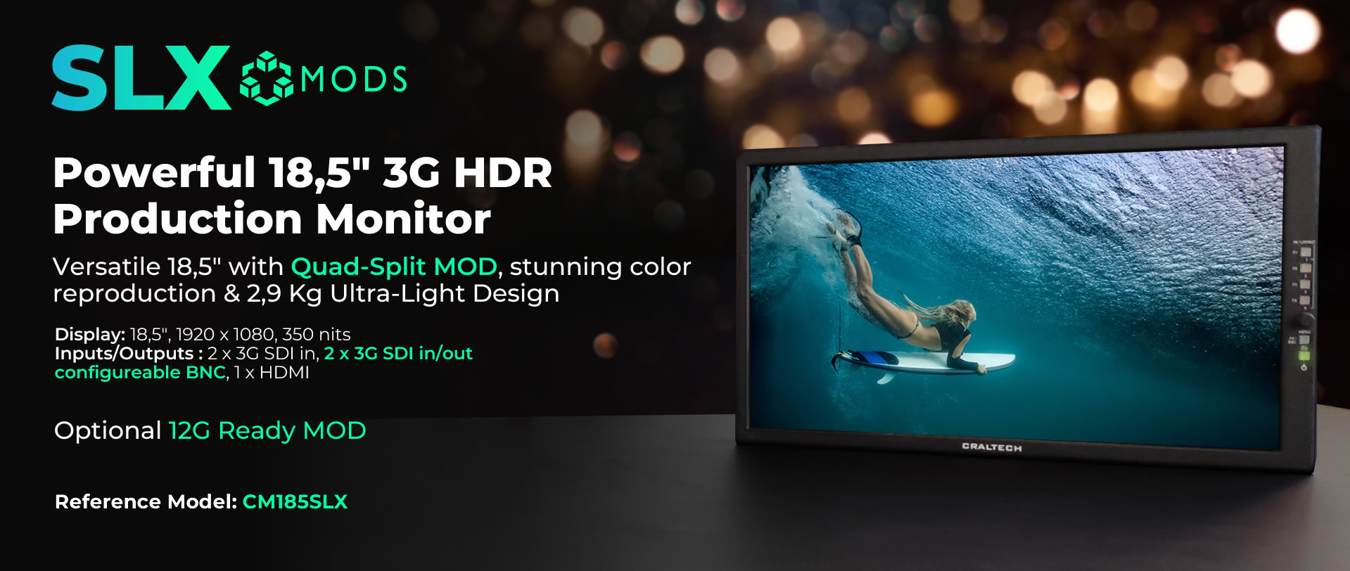 Professional 12G LCD Monitors Full HD 18