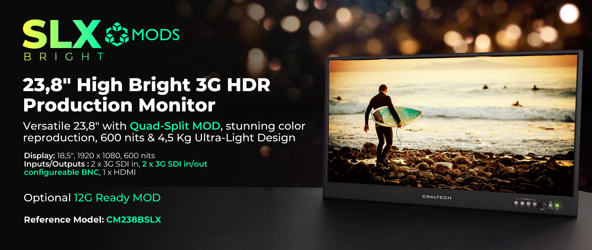 Professional 12G LCD Monitors Full HD 18