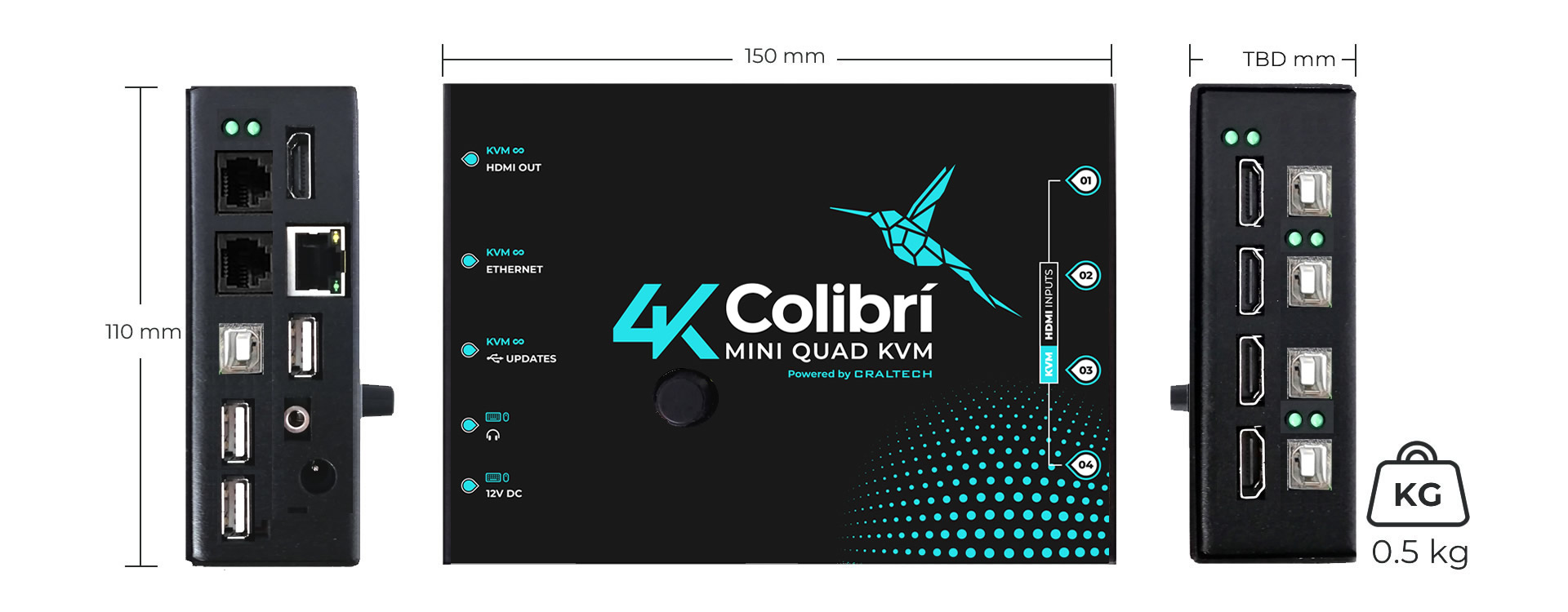 Colibri KVM dimensions